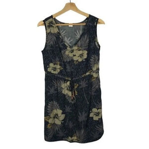 Palmwave Hawaii Navy Blue Hawaiian Floral Sleeveless Mini Dress L
